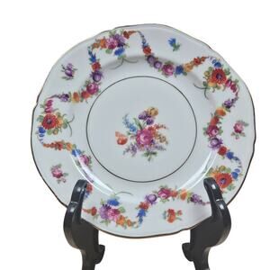Vintage Epiag Czechoslovakia Floral Porcelain Dessert Plate (One) Gold Trim 9954